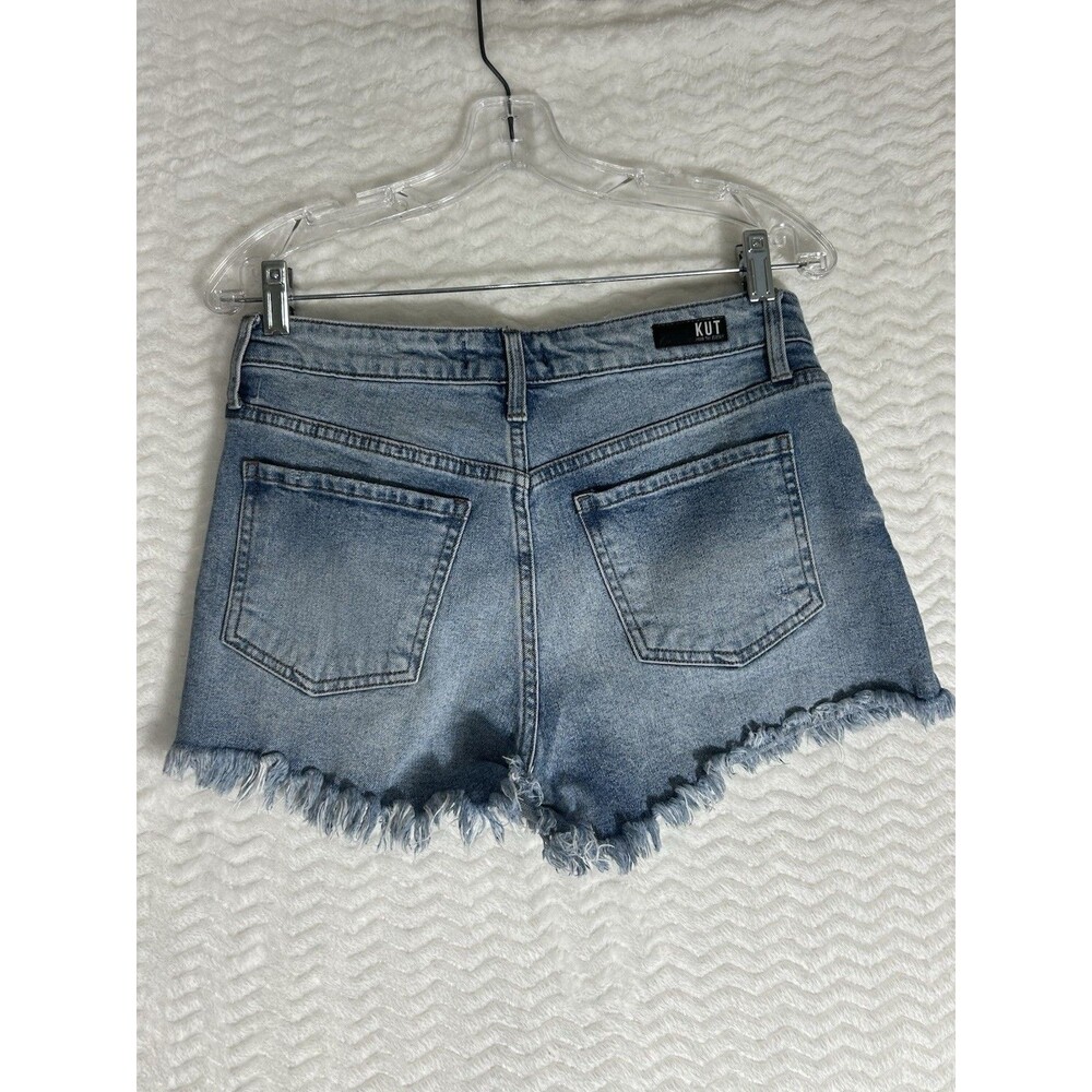 KUT From The Kloth Shorts Womens 6 Blue Jane High Rise Cut Off Frayed Hem Denim - Picture 9 of 10
